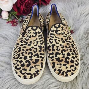 Rothy’s Original Slip On Sneaker Desert Cat Leopard Print Shoes Size 7 Sustainab